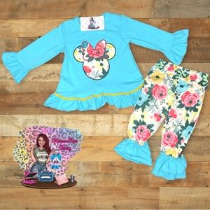 NEW!!! Toddler and Girls Teal Boutique Minnie Mouse Ruffle Set - Multiple Sizes